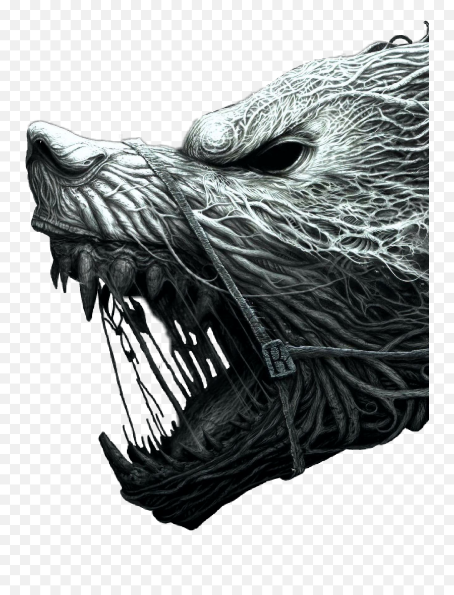 Scary Wildanimal Growl Dog Wolf - Siyah Duvar Kad Eytan Emoji,Growl Emoji
