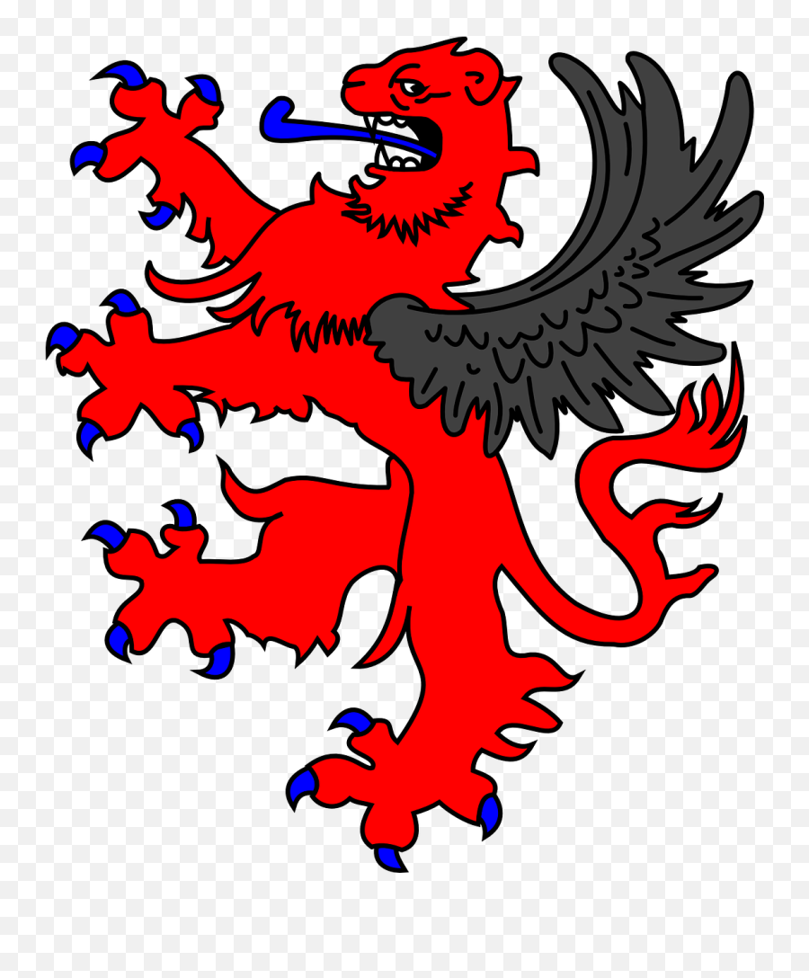 Lion Winged Griffin Rampant Red - Winged Lion Coat Of Arms Emoji,Emoji California Flag