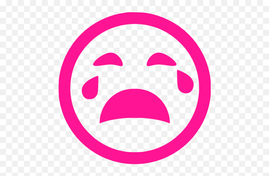 Deep Pink Crying Icon - Free Deep Pink Emoticon Icons Crying Icon Png Emoji,Crying Emoticon