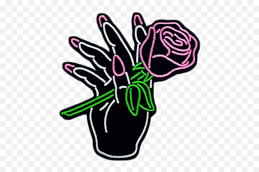 Freetoedithand Rose Roses Black Pink Green Tumblr - Hand With Rose Png Emoji,Black Rose Emoji
