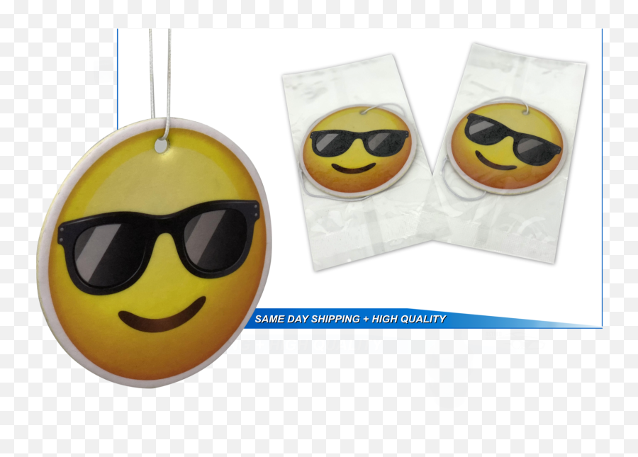 Details About Car Air Freshener 2 Pack Black Ice And New Car Sun Glasses Emoji Little - Smiley,You Are My Sunshine Emoji