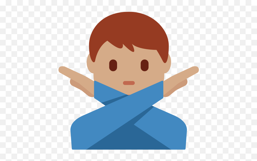 Man Gesturing No Emoji With Medium Skin - Human Skin Color,No Emoji Png