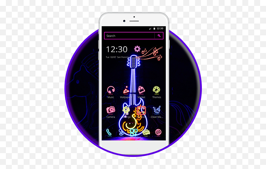 Neon Guitar Music 2d Theme - Smartphone Emoji,Electric Guitar Emoji