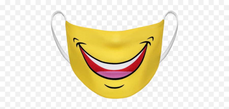 Face Mask Sublimated Smile Wave - Yellow Smiley Face Mask Emoji,Wave Emoticon