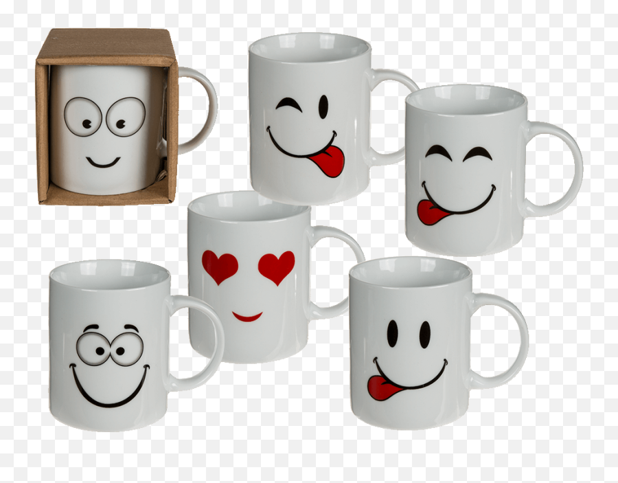 The White Porcelain Mug With Funny Face - Hrnky S Obliejem Emoji,Emoji Mugs