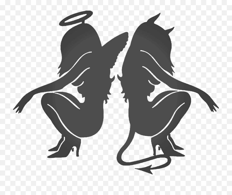 Download Free Png Decal Sticker Angel Devil Demon - Devil Devil And Angel Silhouette Emoji,Angel Devil Emoji