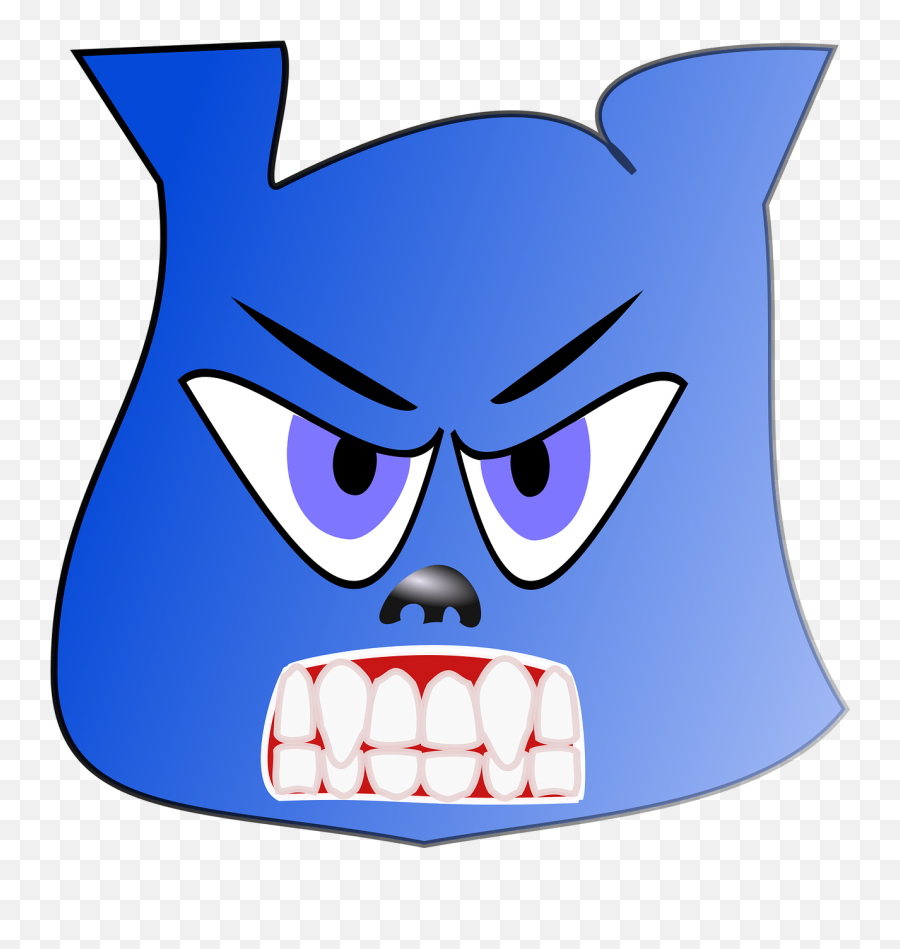 Angry Bear Blue Emotion Face - Facial Expression Emoji,Axe Emoji