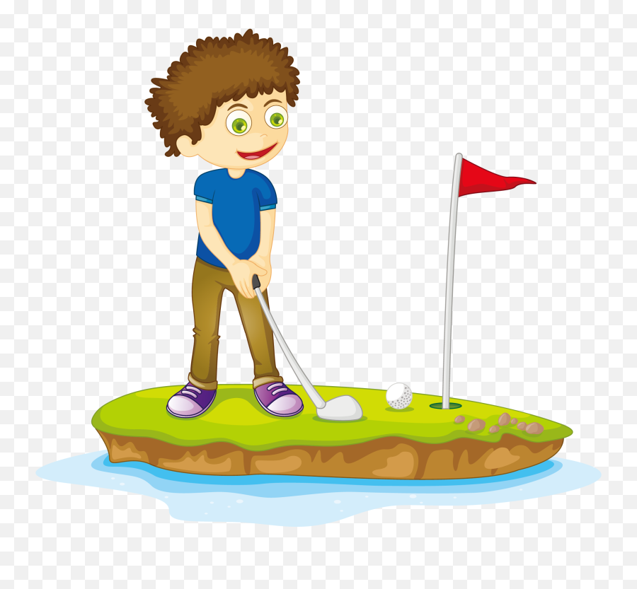 Golf Clip Cartoon Picture - Boy Playing Golf Cartoon Emoji,Golf Emojis