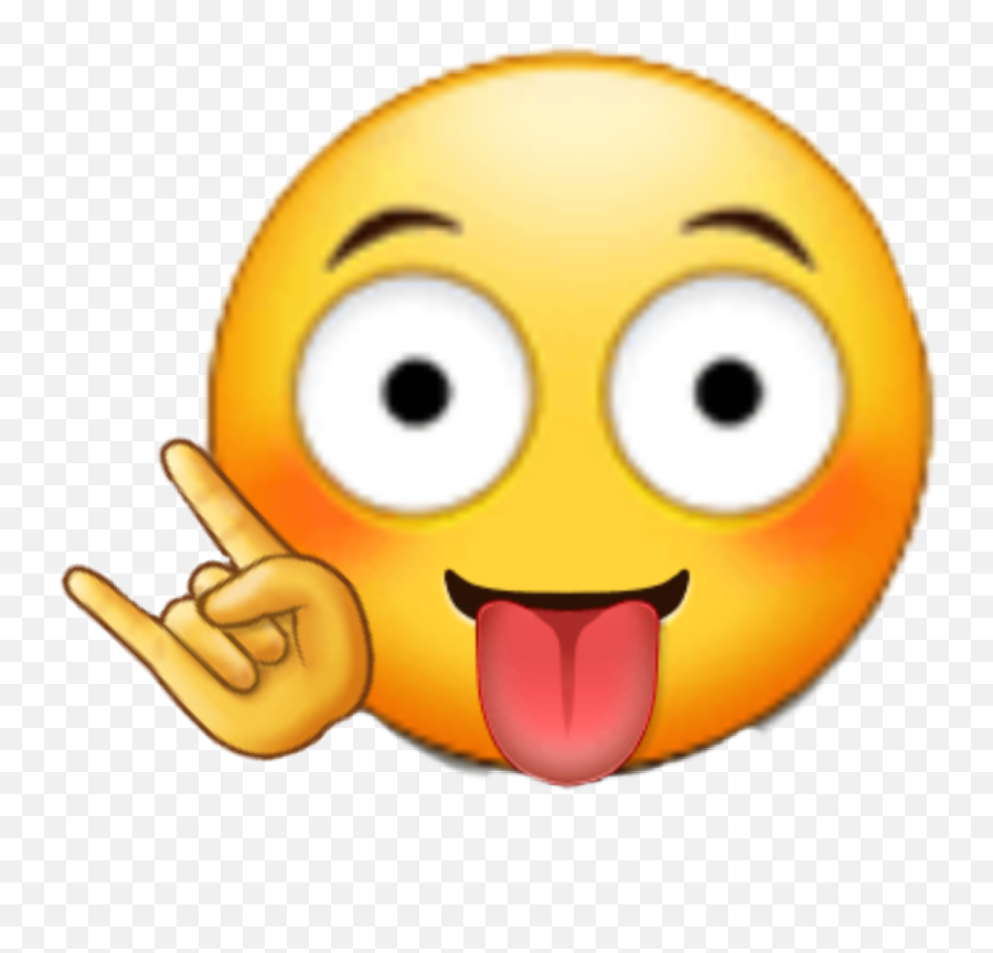 Blush Peacesign Blushing Tounge - Smiley Emoji,Strange Emoticon