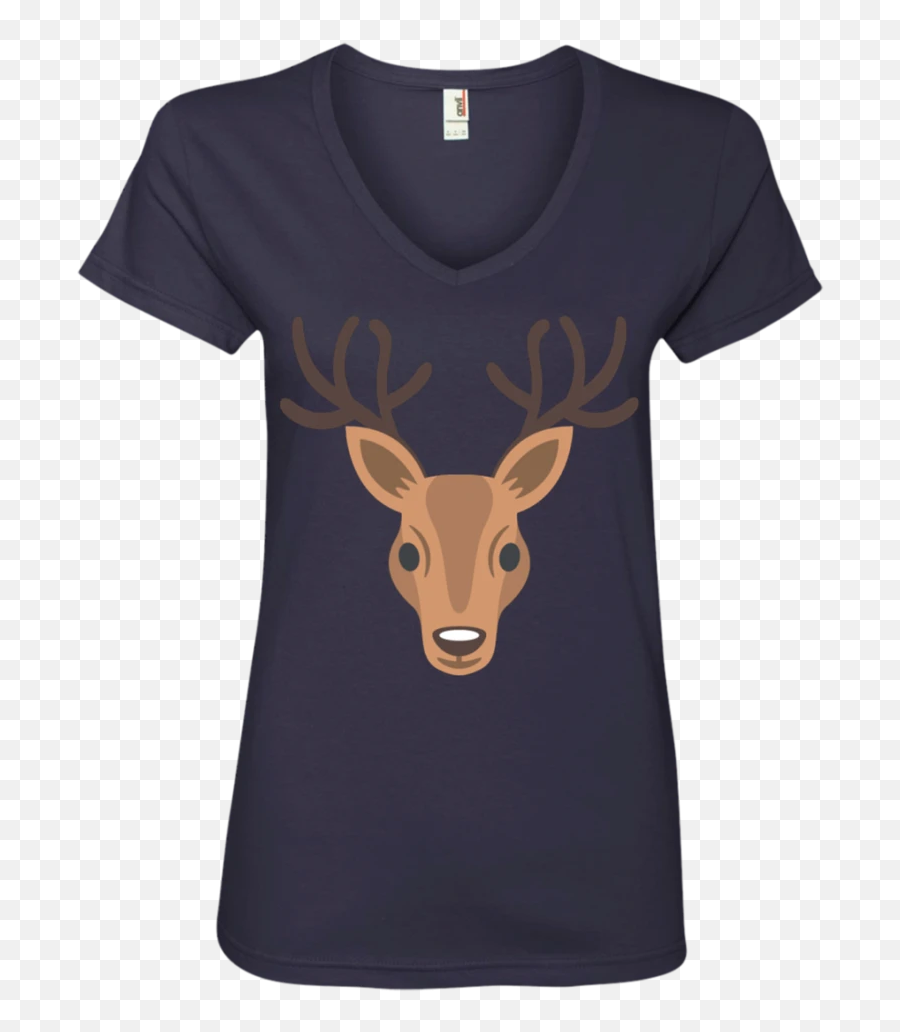 Deer Head Emoji Ladies V,Antler Emoji