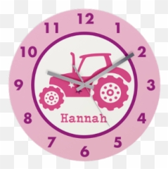 Pink Tractor Custom Name Frameless Wall Clock Pink Tractor - Wall Clock Customized Emoji,Tractor Emoji