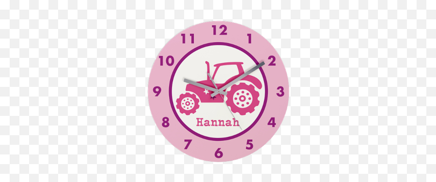 Pink Tractor Custom Name Frameless Wall Clock Pink Tractor - Wall Clock Customized Emoji,Tractor Emoji