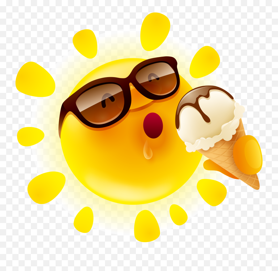 Sun Cartoon Cone Ice Cream Png Image - Sun And Ice Cream Clipart Emoji,Ice Cream Sun Cloud Emoji