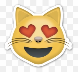 Smiling Cat Face With Heart Shaped Eyes - Emoji Kiss Png