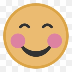 Yellow Blushing Face Graphic - Circle Emoji