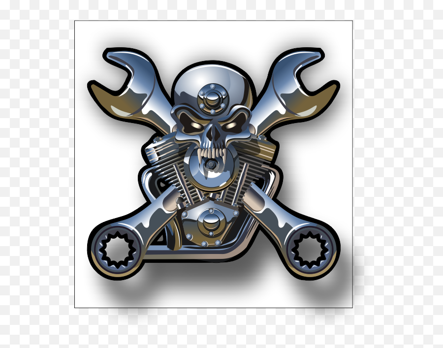 Skull Sticker Decal - Chrome Stickers For Motorcycles Emoji,Motorcycle Emoji Harley