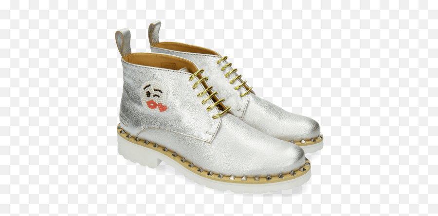 Bonnie 9 Cherso White Silver Emoji Kiss - Boot,Emoji Boots
