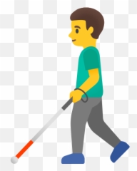 Man With White Cane Emoji - Dibujos De Personas Caminando,Baseball Bat Emoji
