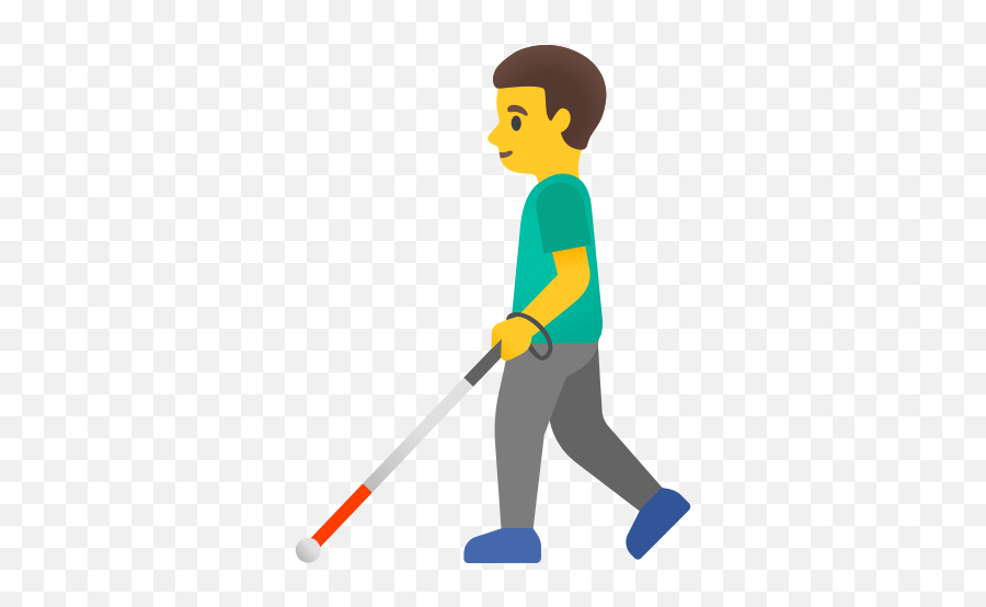Man With White Cane Emoji - Dibujos De Personas Caminando,Baseball Bat Emoji