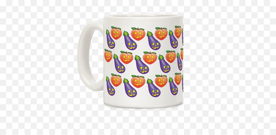 Eggplant And Peach Jack - Olantern Pattern Coffee Mugs Serveware Emoji,Peach And Eggplant Emoji