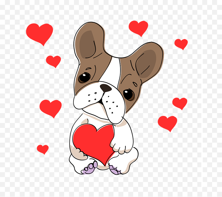 Animation Dog Cute - Dog Holding Heart Drawing Emoji,French Kiss Emoji