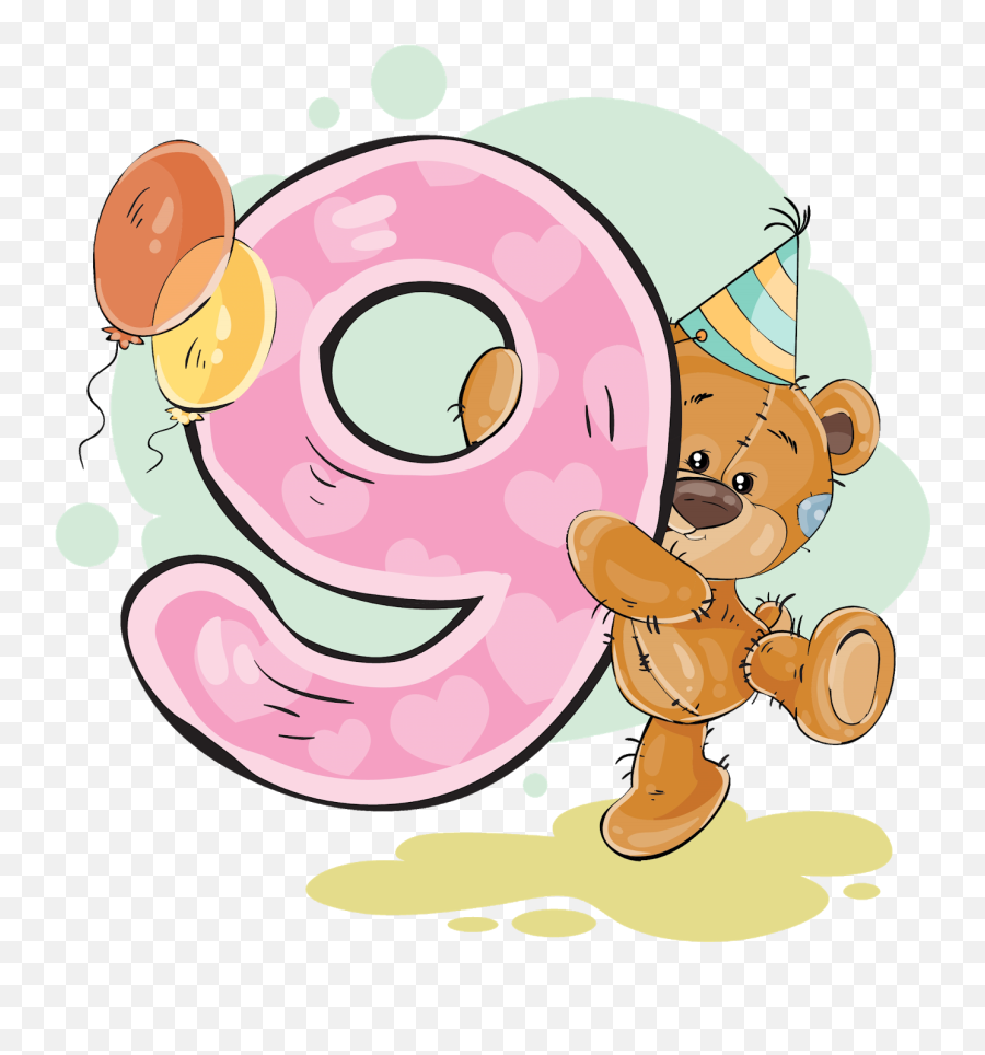 Números Con Osito Cumpleañero - Bears Numbers Cartoon Emoji,Bizcochos De Emoji
