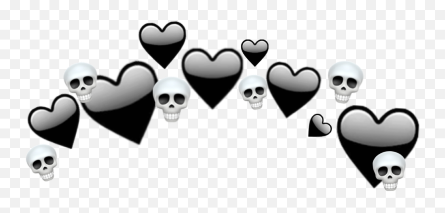 Heartcrown Heart Crown Skull Emoji - Black Heart Crown Png,Skull Emojis