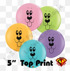 5 Inch Round Assortment Top Print Puppy Face Colorful Balloon by Juan Gonzales Qualatex 100ct - Devil Emoji