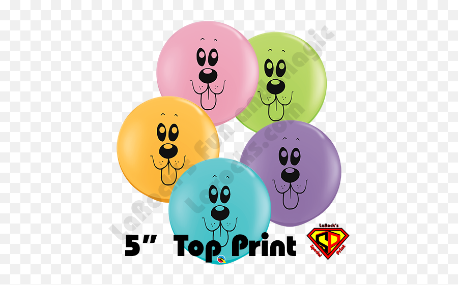 5 Inch Round Assortment Top Print Puppy Face Colorful Balloon By Juan Gonzales Qualatex 100ct - Devil Balloon Emoji,Puppy Eye Emoticon