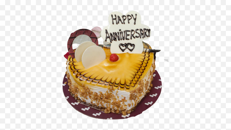 Anniversary Butterscotch Heart Shape Cake - Butterscotch Cake Heart Shape Emoji,Emoji Cakes