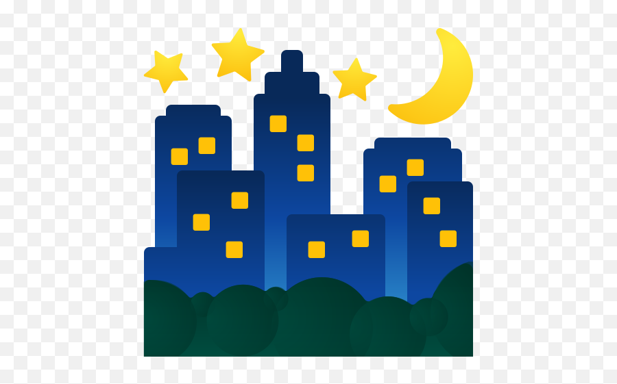 Night With Stars Emoji - City Emoji,Emoji Star