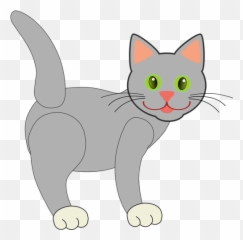 Smiling Cat Vector Drawing - Gray Clipart Emoji