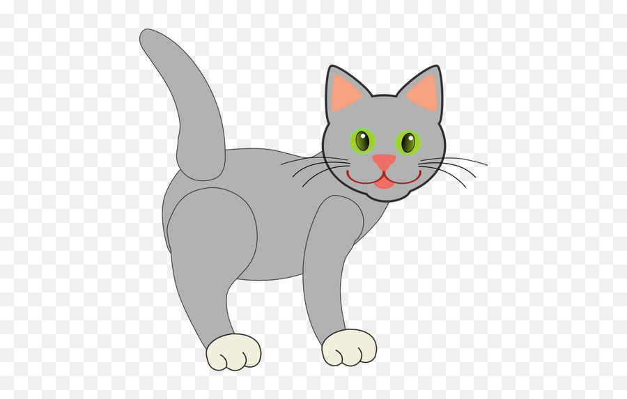 Smiling Cat Vector Drawing - Gray Cat Clipart Emoji,Hand Over Mouth Emoji