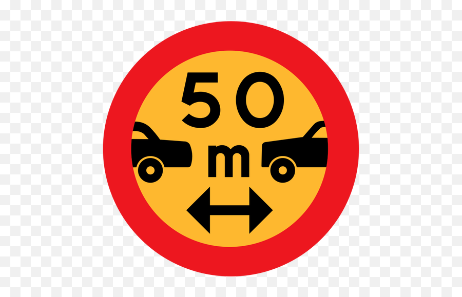 50m Between Cars Vector Sign - Manter Distancia De Segurança Emoji,Leo Zodiac Sign Emoji