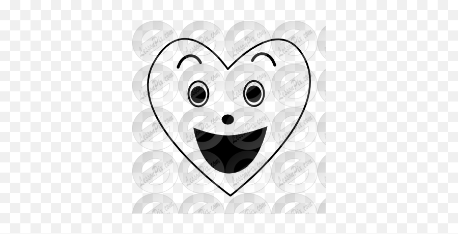 Excited Heart Outline For Classroom - Cartoon Emoji,Heart Outline Emoticon