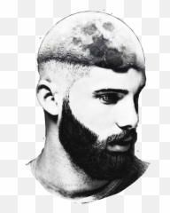 Moonface Halfface Man Profile - Sketch Emoji