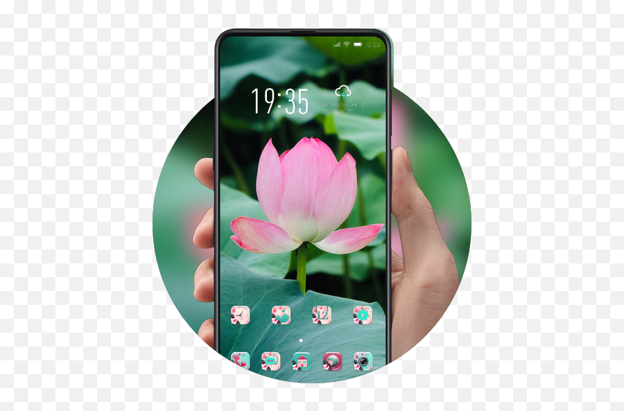 Plant Lotus Charming Pink Flower With Leaves Theme 2050 - Smartphone Emoji,Lotus Flower Emoji