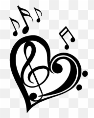 Music Notes Heart Clef Cute Black And - Treble Heart Emoji,Music Notes Book Emoji