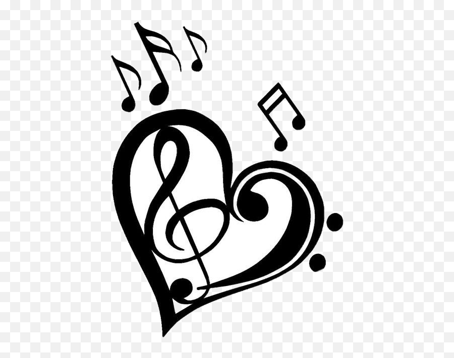 Music Notes Heart Clef Cute Black And - Treble Heart Emoji,Music Notes Book Emoji
