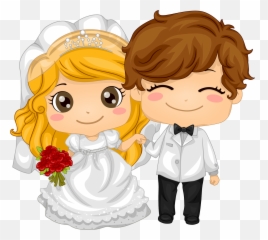 Toon Wedding Couple With Blondie Bride - Pareja De Novios En Caricatura Emoji,Wedding Emoticon