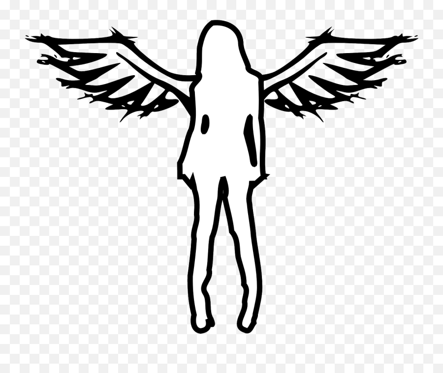 Grunge Gothic Punk Angel Woman - Angel Silhouette Female Emoji,Angel Book Emoji