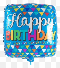 Blue Square Happy Birthday Foil - Balloon Emoji