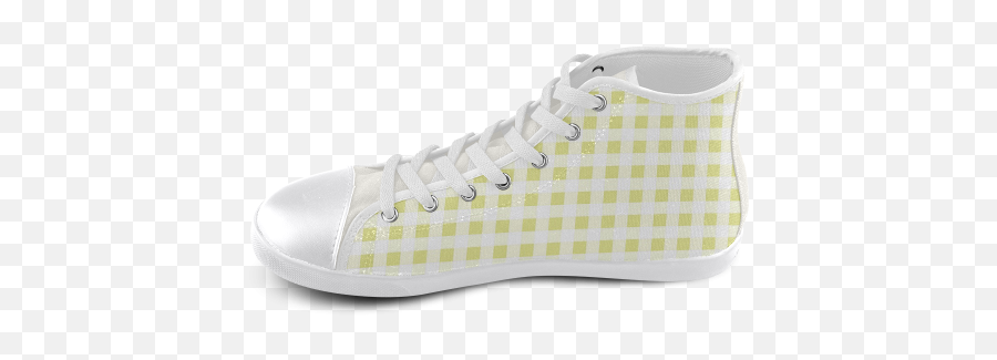 Pale Yellow Gingham High Top Canvas Kid - Emogi Design Shoes Emoji,Pale Emoji