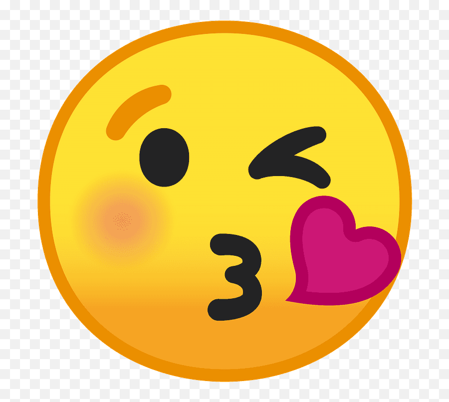 Face Blowing A Kiss Emoji Clipart - Android Kissy Face Emoji,Kiss Emoji
