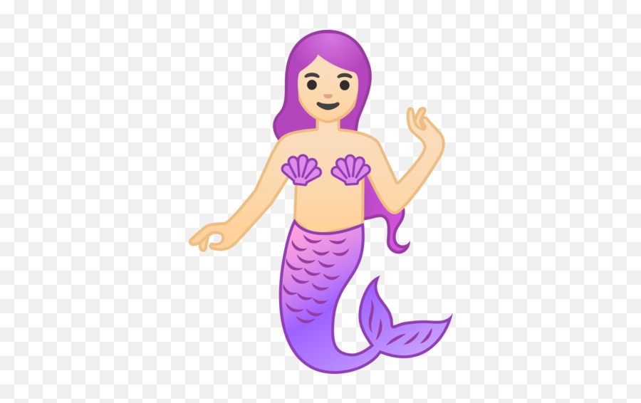 Light Skin Tone Emoji - Mermaid Emoji,Long Hair Emoji