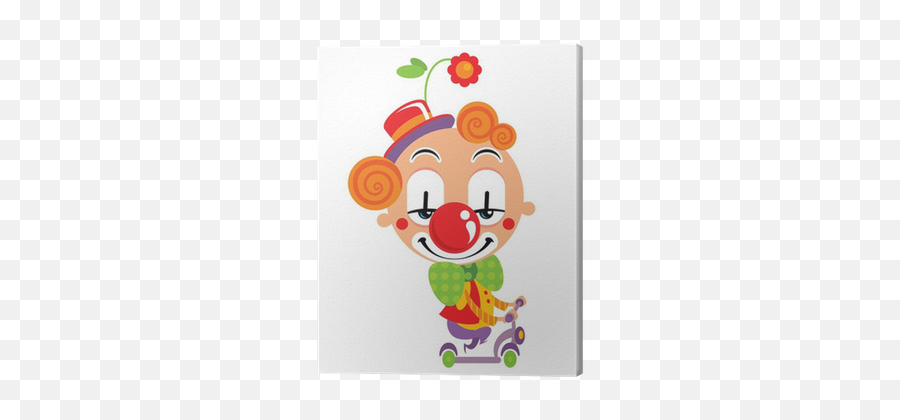 Smiley Face Clown Party Time Performance With A Scooter Canvas Print U2022 Pixers - We Live To Change Invitación A Mi Fiesta Emoji,Clown Emoticon