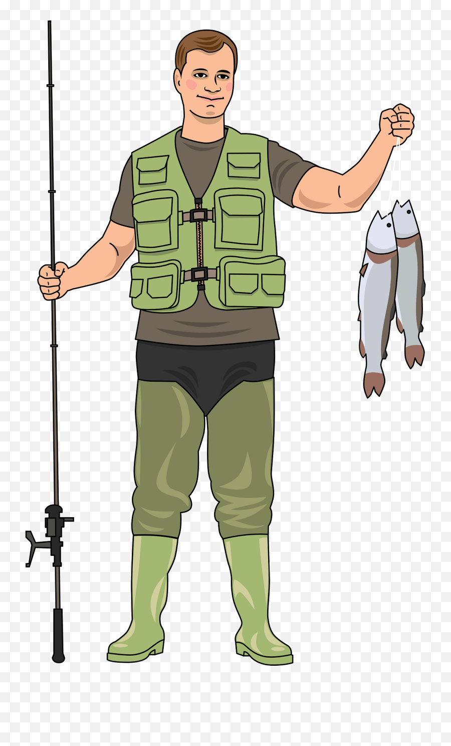Fisherman Clipart Free Download Transparent Png Creazilla - Bulletproof Vest Emoji,Fishing Emoji