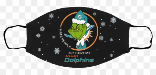 Love My Miami Dolphins Grinch Face Mask - Nih Research Keeps Us Safe Face Mask Emoji,Miami Dolphins Emoji