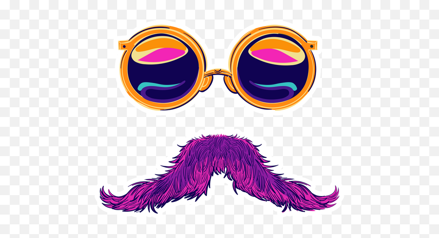 Round Sunglasses And Pink Mustache Sticker - Sticker Mania Girly Emoji,Club Pill Emoji