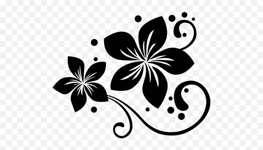Plumeria Flower With Swirls And Dots - Flower Png Black And White Emoji,Car Grandma Flower Emoji